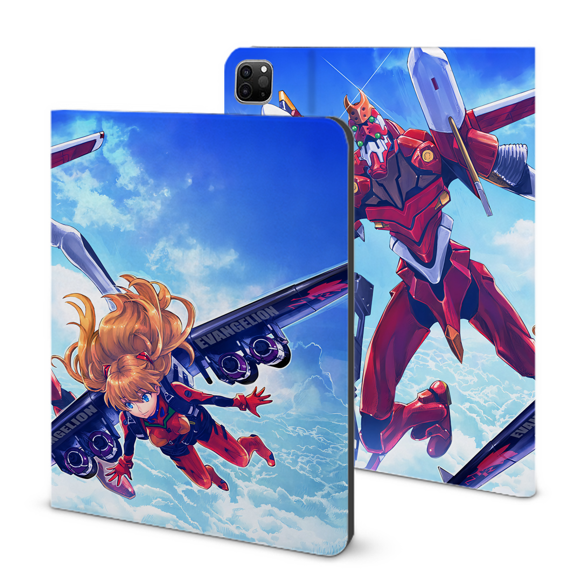 （画像用） EVA 新世紀エヴァンゲリオン IPad ケース ブック型 PUレザー TPU 耐衝撃 軽量 薄型 ペン収納なし 全面保護 IPad 各モデル対応